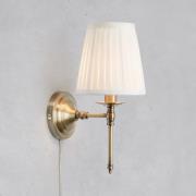Wandlampe Manor, weiß/messingfarben, Höhe 40 cm Stoff/Metall