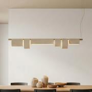 Lucande Hängeleuchte Kirim, cremeweiß, Stoff, Länge 137 cm