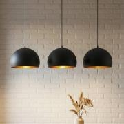 Lindby Pendellampe Tarjei, Länge 120cm, schwarz/gold, Metall