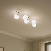 Deckenleuchte Drum, goldfarben, Glas, Länge 80 cm, 5-flammig