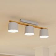 Deckenleuchte Mariel 3-flammig hellgrau holz natur