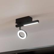 LED-Deckenspot Cardillio 2 schwarz mit einem Ring