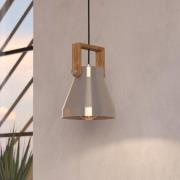 Hängelampe Cawton, Ø 16 cm, stahl/braun, Stahl/Holz