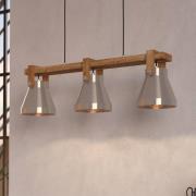 Hängelampe Cawton, Länge 76 cm, stahl/braun, 3-flg., Stahl