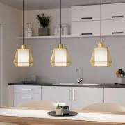 Hängeleuchte Ciudadela, Länge 88 cm, schwarz/messing, 3-flg.