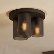 Deckenlampe Colomera, Ø 35 cm, schwarz/grau, 3-flg., Glas