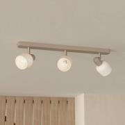 Deckenstrahler Corato, Länge 52 cm, sand/nickel/opal, 3-flg.