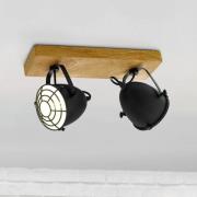 Deckenstrahler Gatebeck, holz/schwarz, 2-flg., Holz