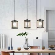 Hängelampe Dellow, Länge 88 cm, schwarz/messingfarben, 3-flg