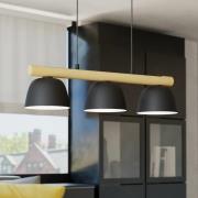 Hängeleuchte Sherburn, Länge 77 cm, schwarz/braun, 3-flg.