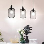 Hängeleuchte Wrington, Länge 74 cm, schwarz, 3-flg., Stahl