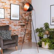 Stehlampe Chester, Höhe 135 cm, schwarz/kupferfarben, Stahl