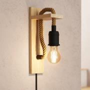 Wandleuchte Rampside aus Holz und Seil, schirmlos