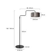 Stehlampe Bloeba, schwarz/silber, Höhe 165 cm, Velours