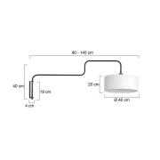 Wandlampe Bloeba, schwarz/weiß, Ausladung 140 cm, Leinen