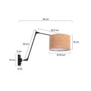 Wandlampe Prestige Chic schwarz/braun, Ausladung 90 cm, Kork