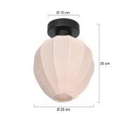 Deckenlampe Bloeba, weiß/schwarz, Ø 25 cm, Leinen/Metall