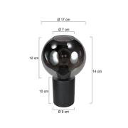 Tischlampe Bloeba, schwarz/rauchgrau, Ø 17 cm, Glas Kugel