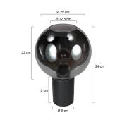 Tischlampe Bloeba, schwarz/rauchgrau, Ø 25 cm, Glas Kugel