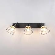 Deckenlampe Jerome, Länge 62 cm, 3-flg., schwarz matt Metall