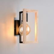 Wandleuchte Bano, Holz/schwarz, Höhe 25 cm, Metall, E27