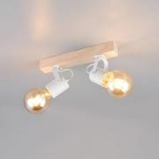 Deckenleuchte Lynar, weiß, Holz, Metall, Länge 31 cm, 2-flg.