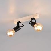 Deckenlampe Lynar, schwarz, Holz, Metall, Länge 31 cm 2-flg.