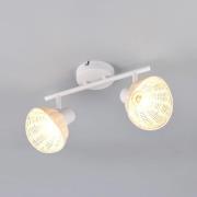 Deckenleuchte Calvi, weiß, Rattan natur, Länge 40 cm, 2-flg.