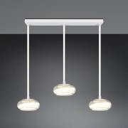 LED-Hängelampe Tarsia, weiß matt, Länge 91 cm, Glas, 3-flg.