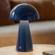 Lindby LED-Akkutischlampe Nevijo, blau, Ø20cm, USB, Dimmer