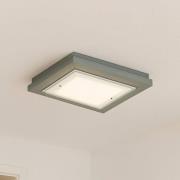 Deckenleuchte Tally, Breite 42 cm, salbeigrün, Holz, E27