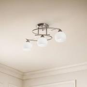 Lindby Deckenlampe Svean, 3fl, nickel/weiß, Glas, Länge 60cm