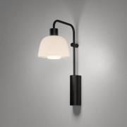 Bover LED-Wandlampe Drep A/04, weiß, Glas, schwarz, 2.700 K