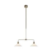 Hängeleuchte Vela, altmessing, 2-flammig, Glas, Länge 75 cm