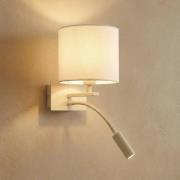 Wandleuchte Bilo, beige, Textil, zweiflammig, Leselicht