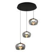 LED-Hängelampe Nadia, Ø 48 cm, rauchgrau, Glas, 3-flg.