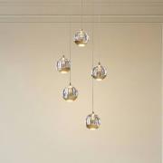 Lucande LED-Pendellampe Hayley, Ø 30 cm, 5-flg., gold, Glas