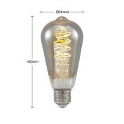 Lucande LED-Lampe E27 ST64 4W 1.800K dimmbar titan 5er