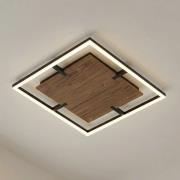 Lucande LED-Deckenleuchte Vectra, 50 x 50 cm, Holz, dimmbar