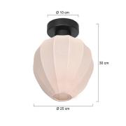 Deckenlampe Bloeba, weiß/schwarz, Ø 25 cm, Leinen/Metall