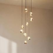Lucande LED-Hängelampe Hayley, schwarz, 9-flg., Glas