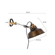 Wandleuchte Nove, bronze, Metall, Kabel, Stecker, E27