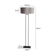 Stehlampe Stang, schwarz/Velours silber, Höhe 160 cm, E27