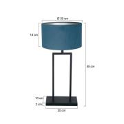 Tischleuchte Stang 3862ZW, schwarz/Velours blau, H. 55 cm