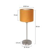 Tischleuchte Noor, stahl/Velours gold, Höhe 50 cm, E27