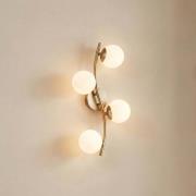 Lindby Wandleuchte Josiana, opal/messing, 48 cm, Kugel, Glas