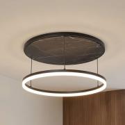 Lucande LED-Deckenlampe Orven, schwarz/Marmor, Ø 50 cm, dim.