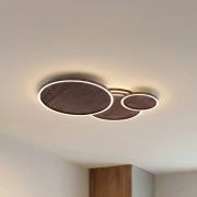 Lucande LED-Deckenleuchte Orven, schwarz/holz, 80cm, dimmbar