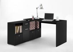 LEX 1 Schreibtisch Winkelkombi von FMD Schwarz