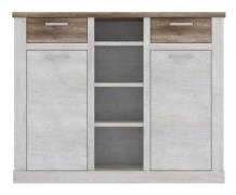 Highboard 2-trg 2 Schubladen Duro von Forte Pinia Weiß / Eiche Antik